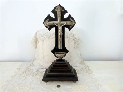 Antique S Altar Standing Crucifix Cross Large Black Wooden Crucifix