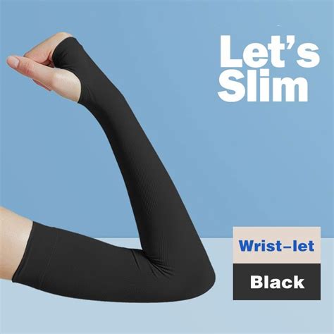 Lets Slim Arm Sleeves Cooling Wristlet Ice Silk Sun Uv Protection