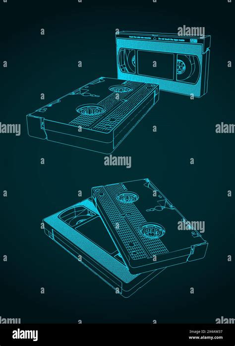 Vector Illustration Of Vhs Cassettes Tape In Different Angles Stock