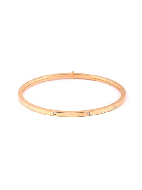 Bracciale Rigido In Oro Rosa Kt Con Diamanti Bianchi