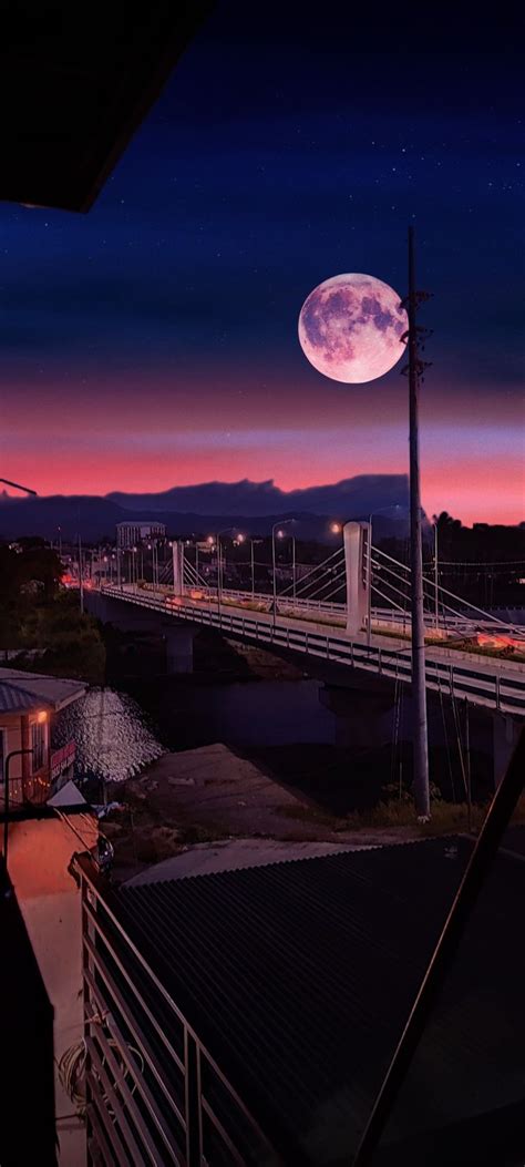 pink moon  bridge  progress batangas city philippines