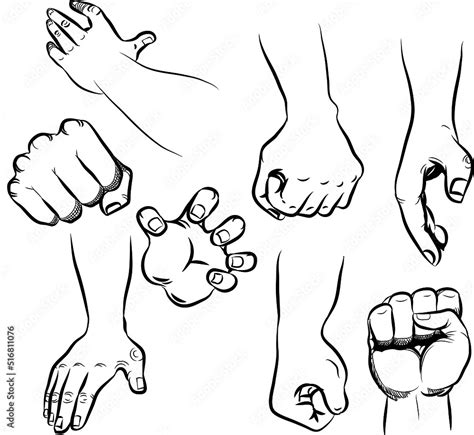 Different Vector Collection Signs Of Hand Gestures Doodle Style Line