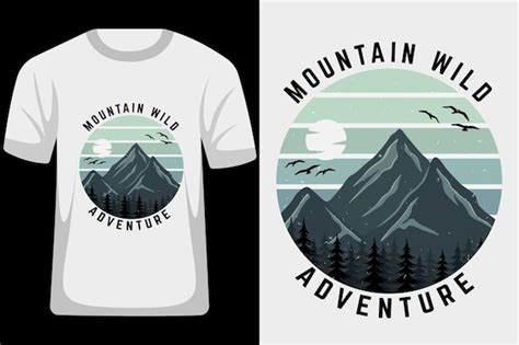 Design De Camiseta Vintage Retr De Aventura Selvagem De Montanha