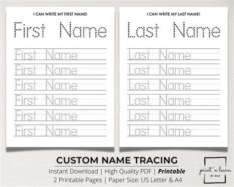 Custom Name Tracing Sheet Handwriting Practice Name Writing Name Worksheet Editable Name