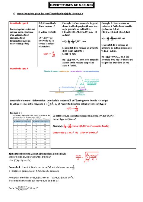 Incertitudes DE Mesures 2023 INCERTITUDES DE MESURES 1 Deux