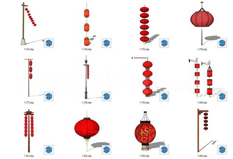 11488. Free Sketchup Chinese lantern (Đèn lồng trung thu) Models Download