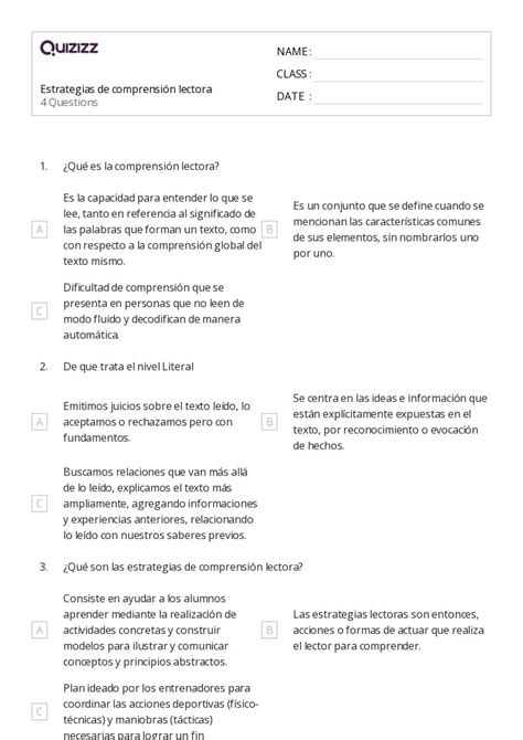 Estrategias De Comprensi N Lectora Hojas De Trabajo Para Jard N De