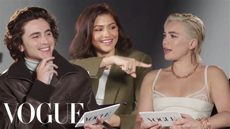 Zendaya Florence Pugh Timothée Chalamet Answer Rapid Fire Questions