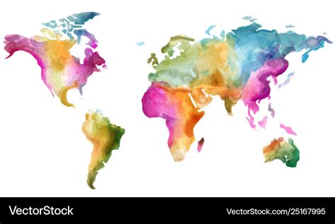 World Map Watercolor Colorful Royalty Free Vector Image