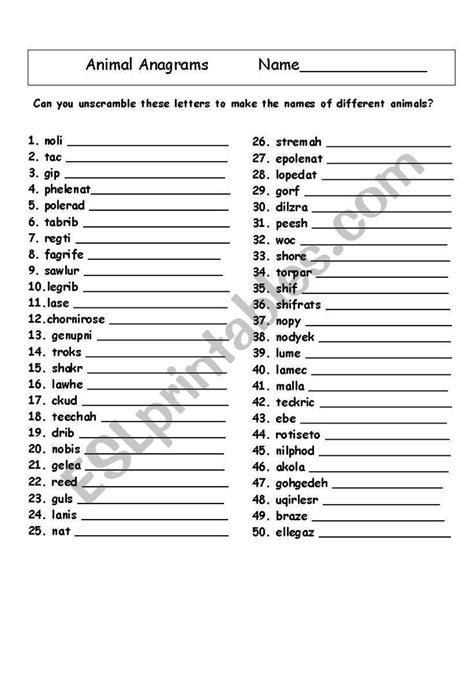 English worksheets: Animal anagrams | English lessons for kids ...