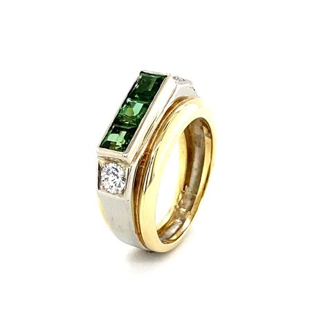 Ring Bicolor Mit Turmalin Altschliff Brillanten Ha