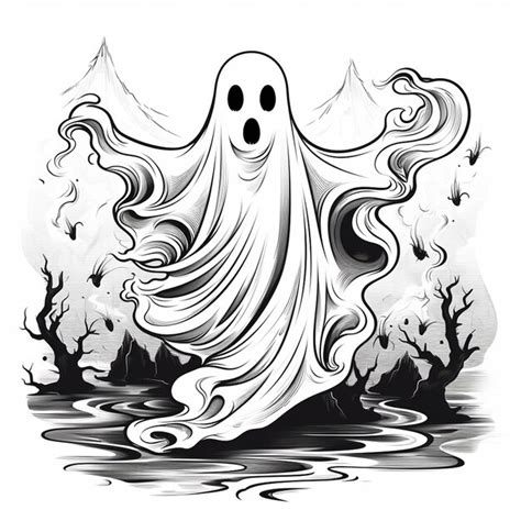Premium Ai Image Handdrawn Halloween Ghost Tribal Illustration