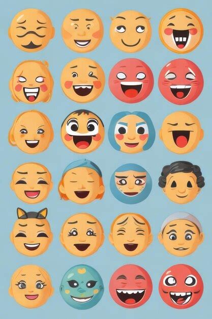 Premium AI Image | emoji face 2d vector stickers set white background vector