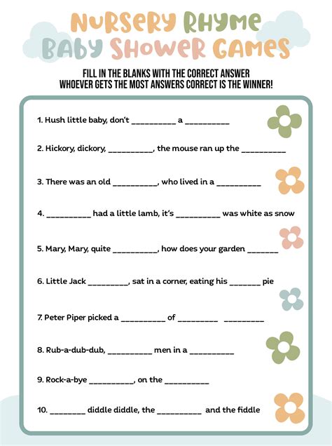 Free Printable Nursery Rhymes Trivia Quiz With Answer Key 50 OFF