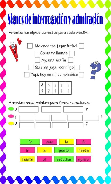 Signos de interrogación y admiración Interactive worksheet