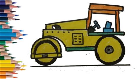 Road Roller Drawing For Kids How To Draw Road Roller Step By Step