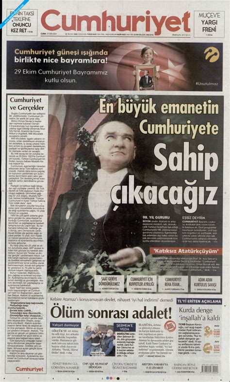 Cumhuriyet Gazetesi 29 Ekim 2021 Cuma