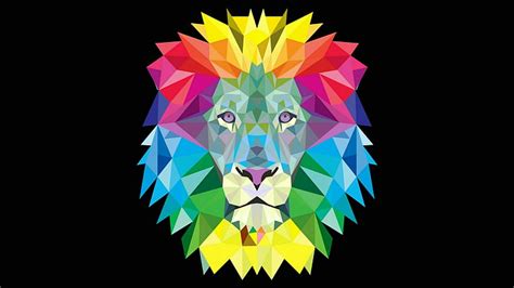 HD wallpaper: lion, art, colorful, digital art, head, graphics, graphic ...