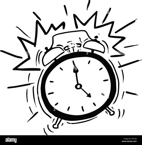 Cartoon Vector Illustration Of Classic Alarm Clock Ringing In 5am In