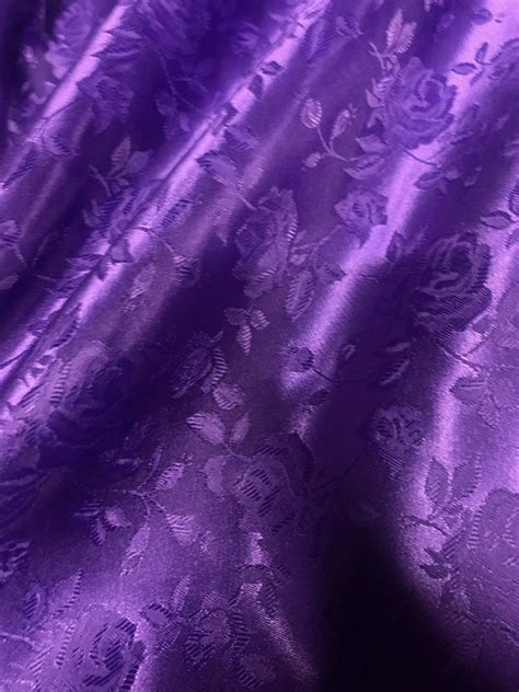 59 60 Purple Floral Jacquard Brocade Satin Fabric 100 Etsy