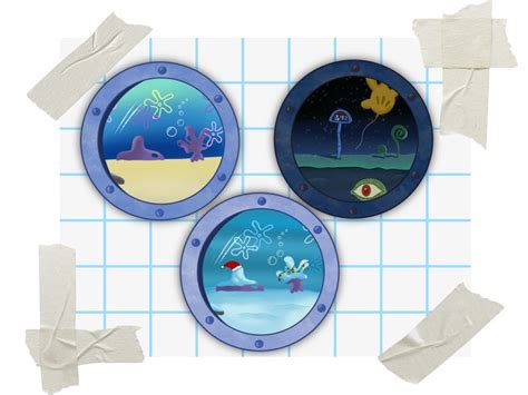 Spongebob Window Into Bikini Bottom Sticker Spongebob Porthole Original Spooky Holiday Etsy