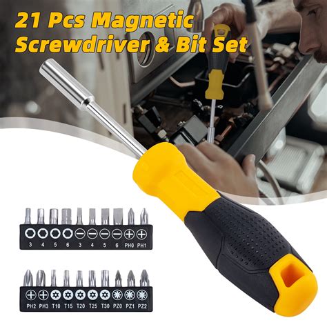deli  piece magnetic screwdriver set interchangeable bits cr