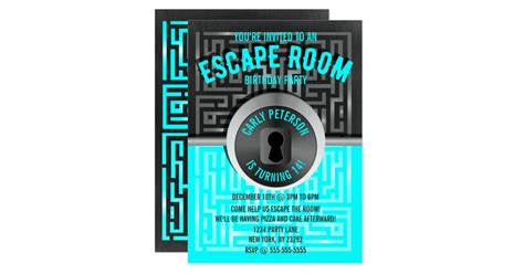 Fun Maze Escape Room Party Invitations