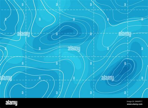 Topographic Map With Contour Line Grid Water Ocean Sea Relief Depth