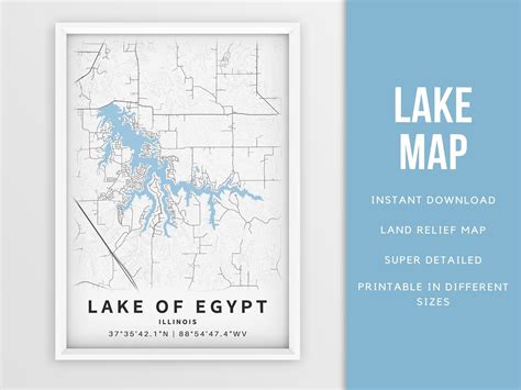 Printable Map of Lake of Egypt Illinois United States - Etsy