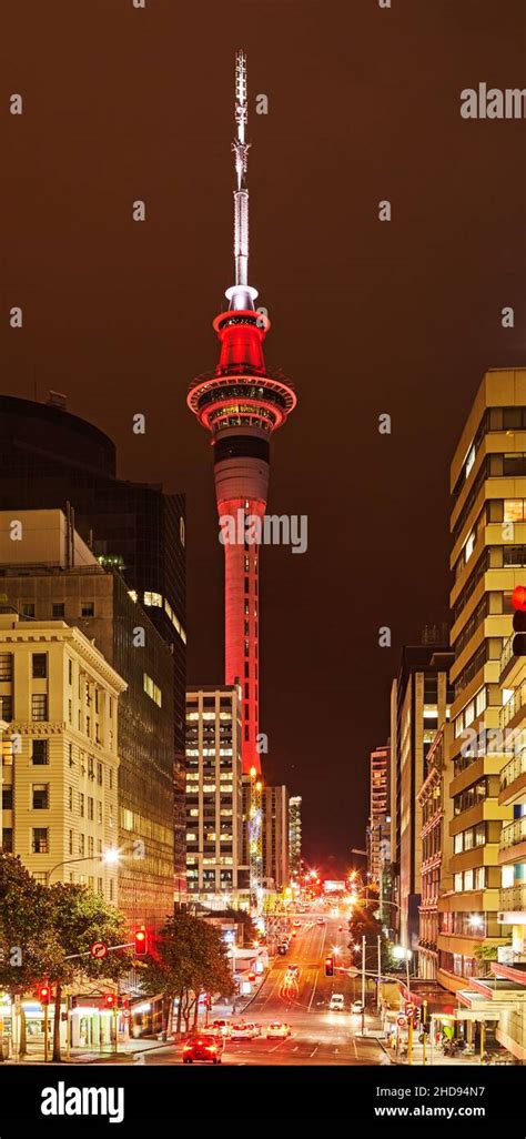 Sky Tower at night, Auckland, New Zealand Stock Photo - Alamy