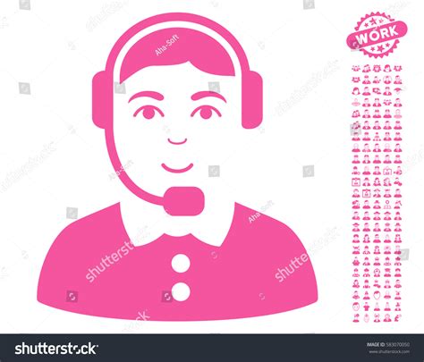 Call Center Operator Icon Bonus People Stock Vector Royalty Free