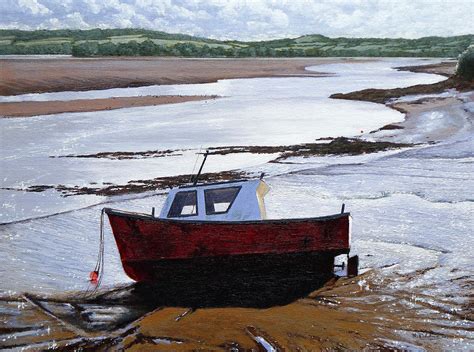 Red Boat Painting By Mark Woollacott Fine Art America