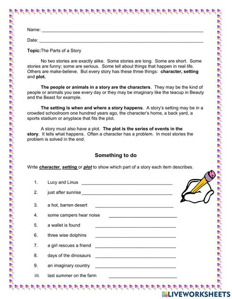 Character Setting And Plot Worksheet Live Worksheets Worksheets