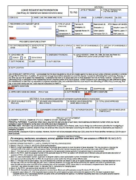 Fillable Air Force Leave Form Printable Forms Free Online