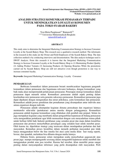 Pdf Analisis Strategi Komunikasi Pemasaran Terpadu Untuk Meningkatkan