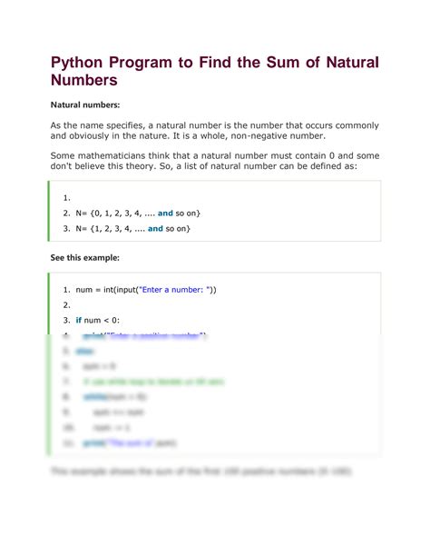 Solution Sum Of Natural Numbers In Python Studypool