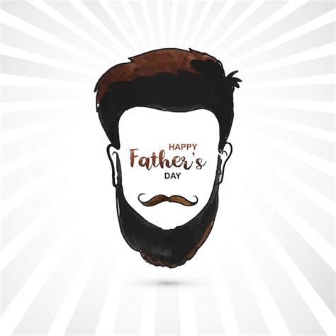 Free Vector Happy Fathers Day Man Face With Beard On Mustache Card Design