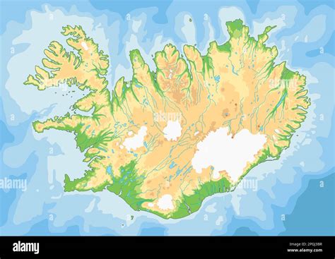 Mapa F Sico De Islandia Altamente Detallado Con Etiquetado Imagen