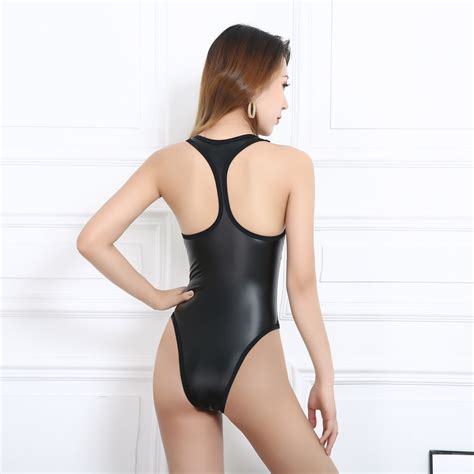 New Pu Faux Leather Bodysuit One Piece Swimsuit Plus Size Etsy