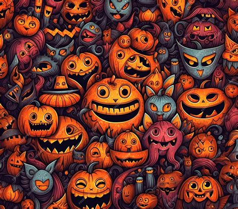 Premium AI Image | Scary Pumpkins Halloween Doodle Art