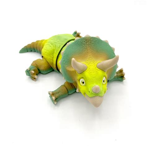 Flexible Triceratops D Printed Articulated Fidget Toy Etsy In