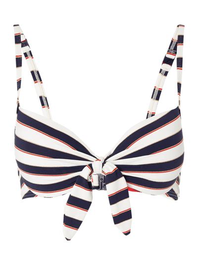 S Oliver Red Label Bikini Oberteil Mit Streifenmuster Marineblau