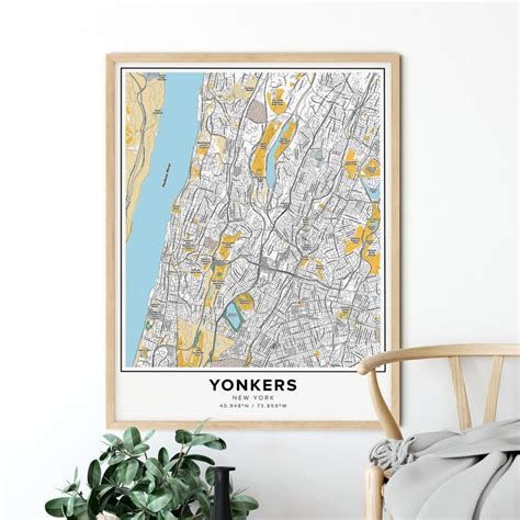 Yonkers Map Print Street Names Yonkers Print Printable Map Etsy