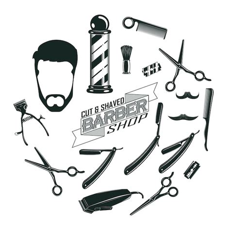 Free Vector Monochrome Vintage Barber Shop Elements Concept