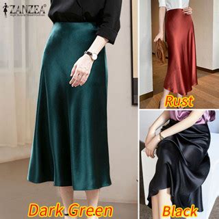 Zanzea Women Korean Elegant Fashion Side Zippers Satin A Line