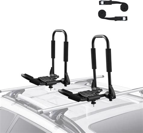 Vevor Kayak Roof Rack 1 Pair J Bar Soft Roof Rack Quick Folding Top Mount Tie Down