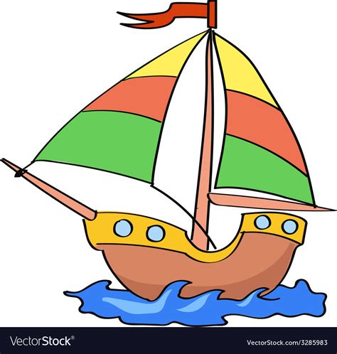 Boat cartoon colorful on a white background Vector Image