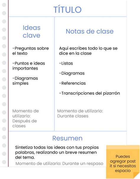 Conversi N Pertenece Va A Decidir Plantillas Para Tomar Notas Con El