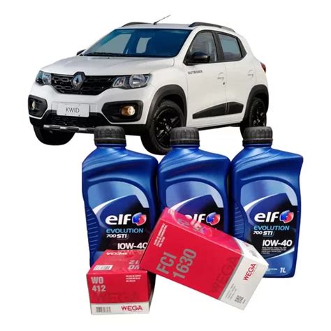 Kit Troca Óleo Elf 10w40 API SN Renault Kwid 1 0 12v 3cil 2017 2018