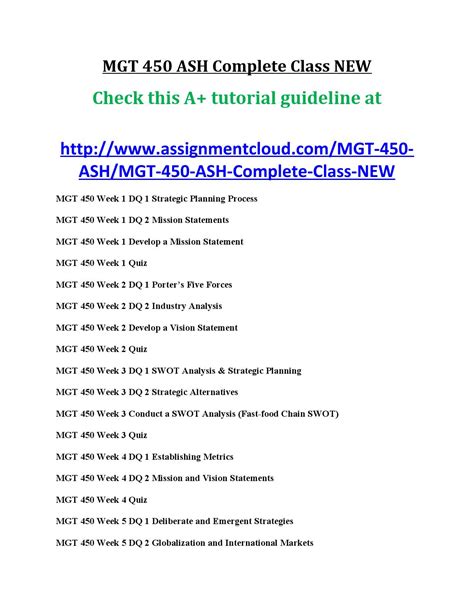 Mgt 450 Ash Complete Class New By Assignment Cloud Issuu